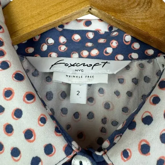 Foxcroft Vienna Short Sleeve Button Up Demure Dots 100% Cotton Shirt Dress - Picture 12 of 13